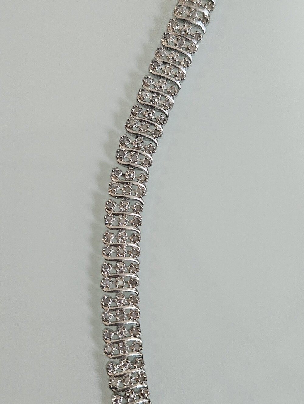 925 S Pattern Diamond Tennis Bracelet 1.00ct t.w. Sterling Silver 7.5"